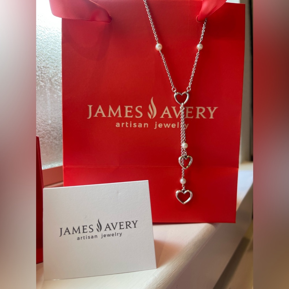 RETIRED James Avery Hearts & Pearls Necklace